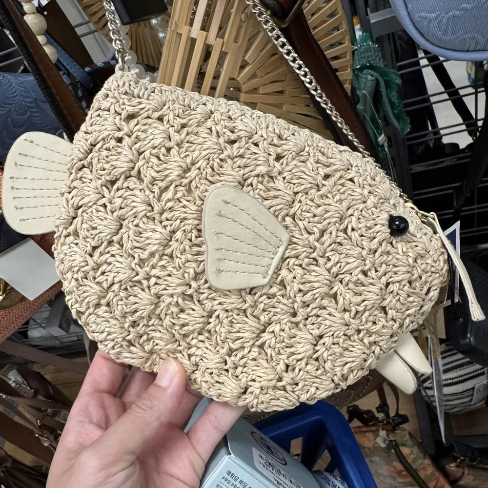 Viral TJ Maxx Raffia Fish Crossbody Bag Boho Mini Purse TikTok Trend - Picture 5 of 12